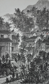 朱正发作品《溪口写生作品1》 规格：90×60cm